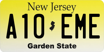 NJ license plate A10EME