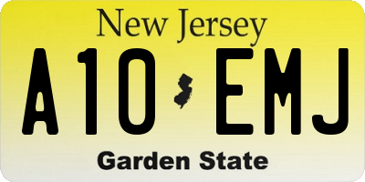NJ license plate A10EMJ