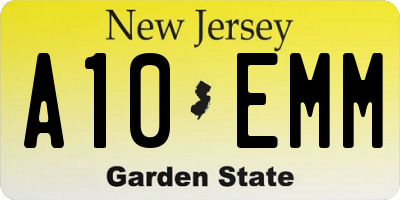 NJ license plate A10EMM