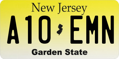 NJ license plate A10EMN