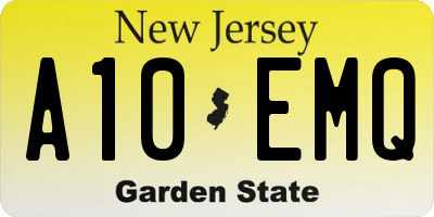 NJ license plate A10EMQ