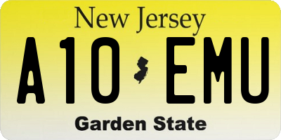 NJ license plate A10EMU