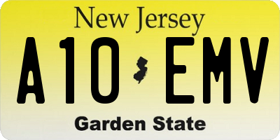 NJ license plate A10EMV