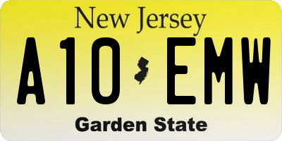 NJ license plate A10EMW