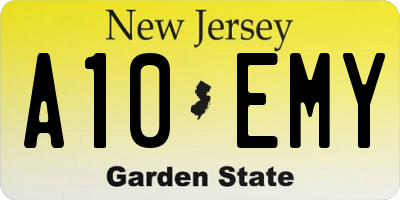 NJ license plate A10EMY