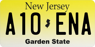 NJ license plate A10ENA