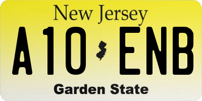 NJ license plate A10ENB