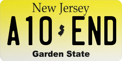 NJ license plate A10END