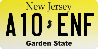 NJ license plate A10ENF