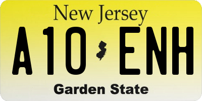 NJ license plate A10ENH