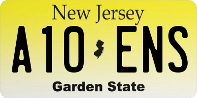 NJ license plate A10ENS