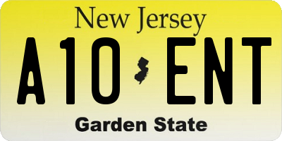 NJ license plate A10ENT