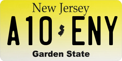 NJ license plate A10ENY