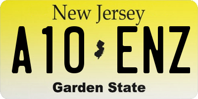 NJ license plate A10ENZ