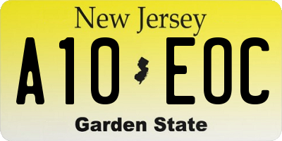 NJ license plate A10EOC