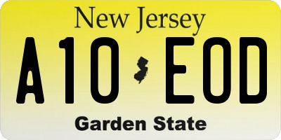 NJ license plate A10EOD