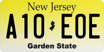 NJ license plate A10EOE