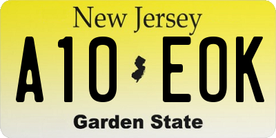 NJ license plate A10EOK