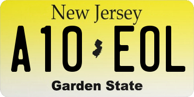 NJ license plate A10EOL