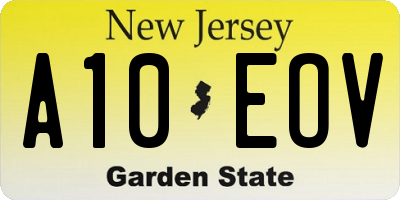 NJ license plate A10EOV