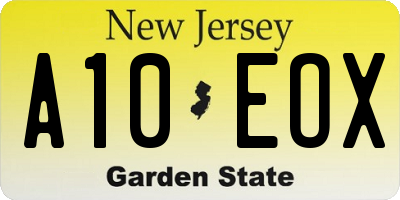 NJ license plate A10EOX