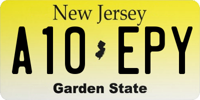 NJ license plate A10EPY