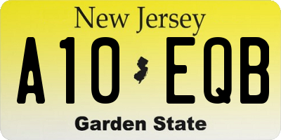 NJ license plate A10EQB