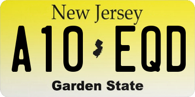 NJ license plate A10EQD