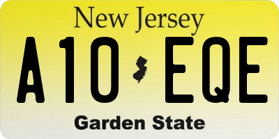 NJ license plate A10EQE