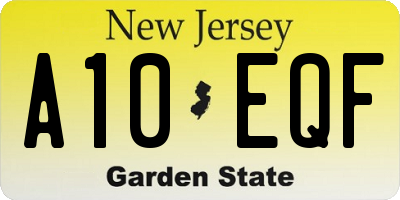 NJ license plate A10EQF