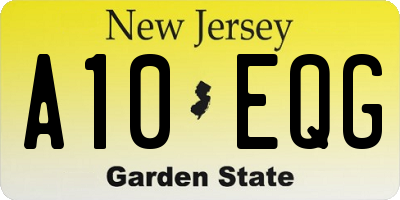 NJ license plate A10EQG
