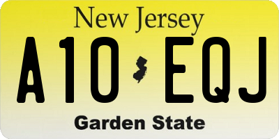 NJ license plate A10EQJ