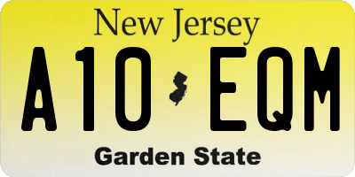 NJ license plate A10EQM