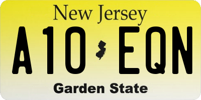 NJ license plate A10EQN