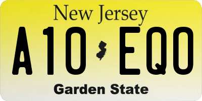 NJ license plate A10EQO