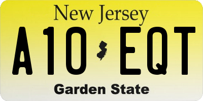 NJ license plate A10EQT