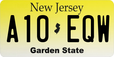 NJ license plate A10EQW