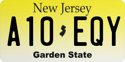 NJ license plate A10EQY