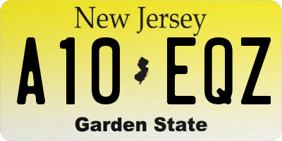 NJ license plate A10EQZ