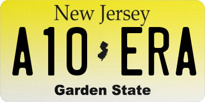 NJ license plate A10ERA