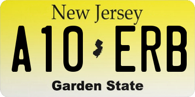 NJ license plate A10ERB