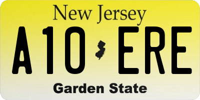 NJ license plate A10ERE