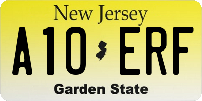 NJ license plate A10ERF