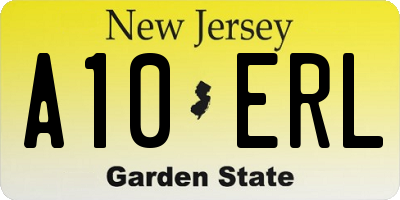 NJ license plate A10ERL