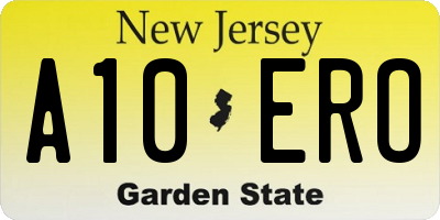 NJ license plate A10ERO