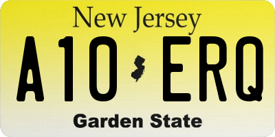 NJ license plate A10ERQ