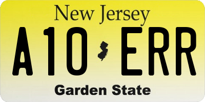 NJ license plate A10ERR