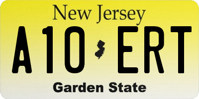 NJ license plate A10ERT