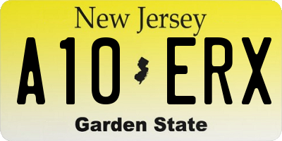 NJ license plate A10ERX