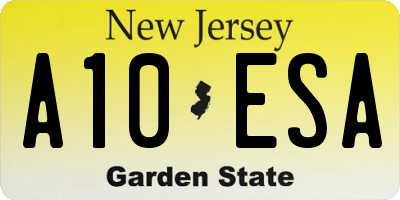 NJ license plate A10ESA